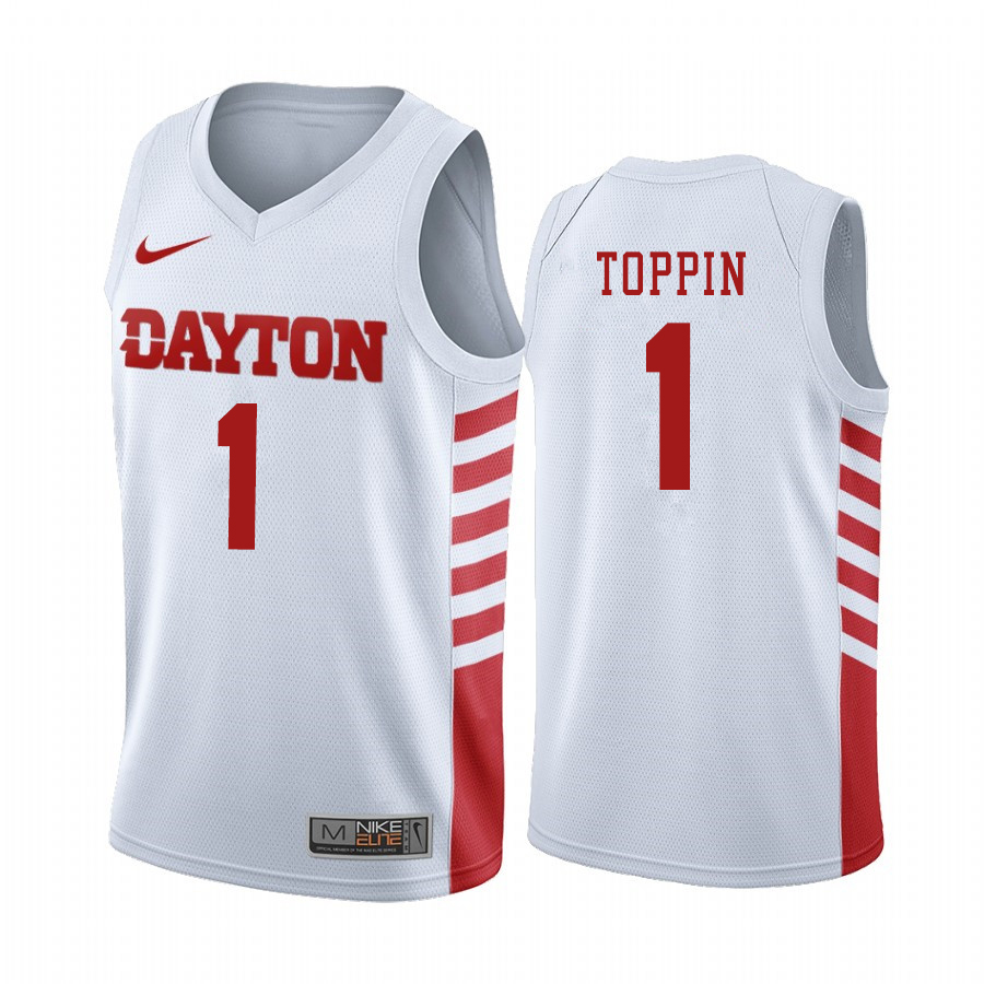 Men #1 Obi Toppin Dayton Flyers College Basketball Jerseys Sale-White